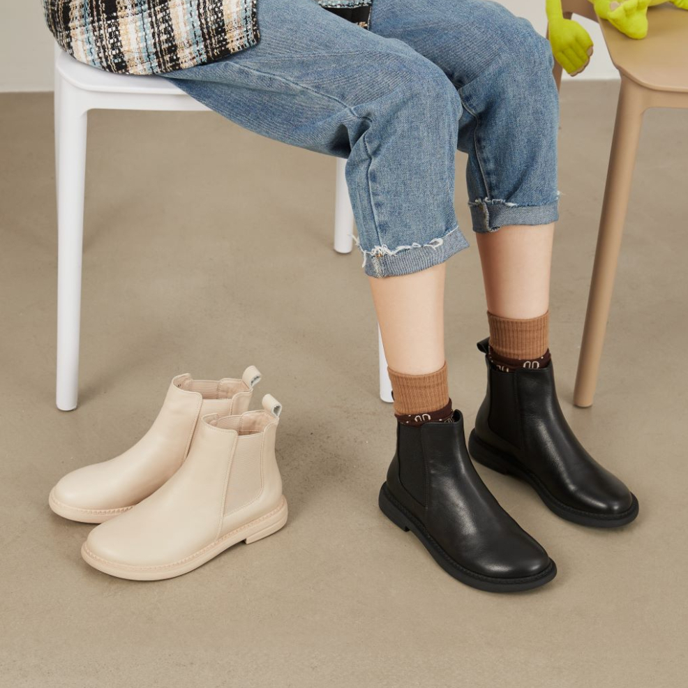 西村名物2020冬季新款切尔西靴净版潮流厚底百搭平底短靴X20DS40681