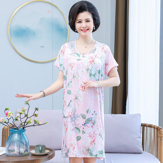 CLX棉绸睡裙女夏季新款睡衣家居服套装短袖 商品图7