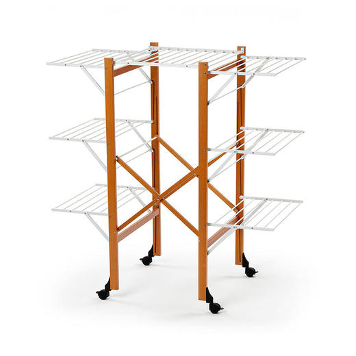 【6F】利快意大利进口三层晾衣架实木可移动折叠阳台落地伸缩衣杆晒衣架 三层晾衣架 27M 商品图6