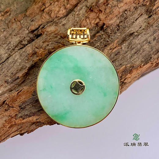 派瑞翡翠 18k金翡翠吊坠 糯种 绿色 商品图1