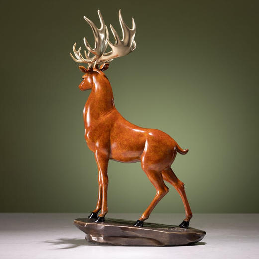 【6F】朱炳仁铜 鹿展宏图 全铜吉祥鹿客厅玄关摆件工艺品家居装饰品办公室摆设开业礼品 鹿展宏图 商品图0