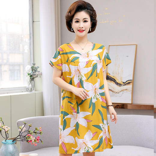 CLX棉绸睡裙女夏季新款睡衣家居服套装短袖 商品图4