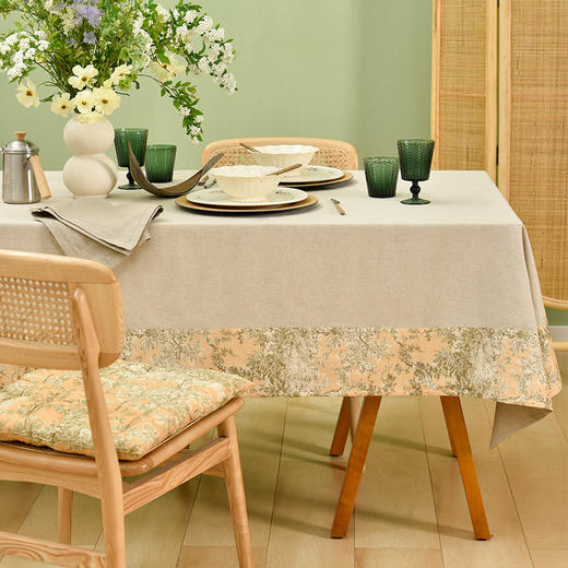 法式丛林线描桌布棉麻餐桌布 商品图0