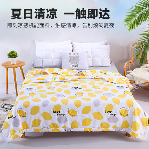 【夏日清凉 一触即达】柠檬夏被 冰丝凉感 夏日沁爽，吸湿透气 亲肤舒适，这个夏天 你的被子应该带有柠檬香 商品图0