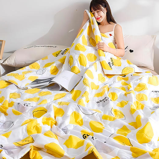 【夏日清凉 一触即达】柠檬夏被 冰丝凉感 夏日沁爽，吸湿透气 亲肤舒适，这个夏天 你的被子应该带有柠檬香 商品图1