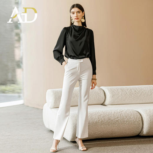 女士夏季工装套装高端房地产工服黑色衬衫两件套薄款上衣西装裤 商品图0