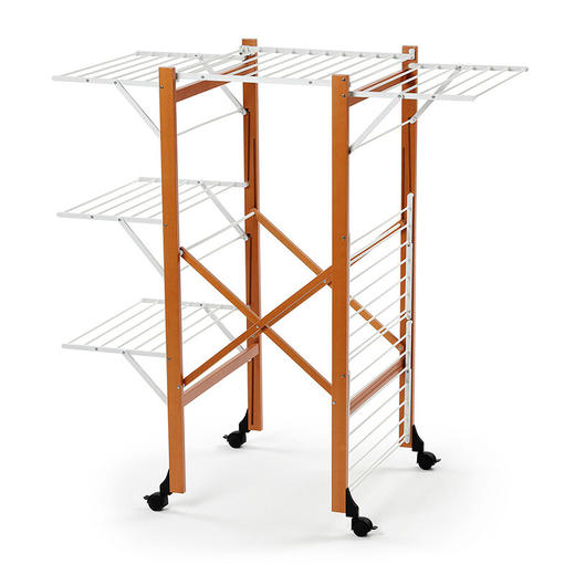 【6F】利快意大利进口三层晾衣架实木可移动折叠阳台落地伸缩衣杆晒衣架 三层晾衣架 27M 商品图5