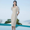 法式泡泡袖连衣裙时髦米白色气质名媛西装裙收腰显瘦礼服裙夏季 商品缩略图0