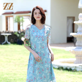 佐尔美夏季新款真丝桑蚕丝乔其连衣裙女E12LS49
