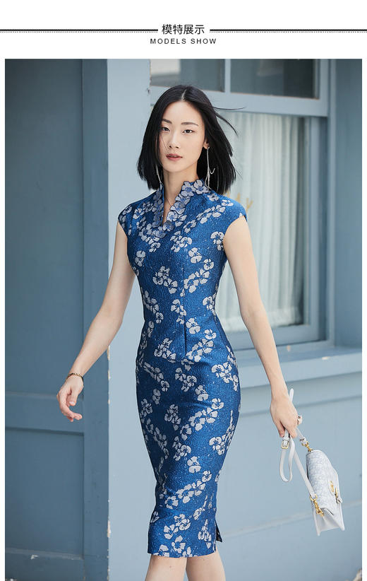 “花样年华”系列 J8182252B颈袖添香季新款女修身气质女神范收腰显瘦无袖包臀连衣裙J8182252B 商品图1