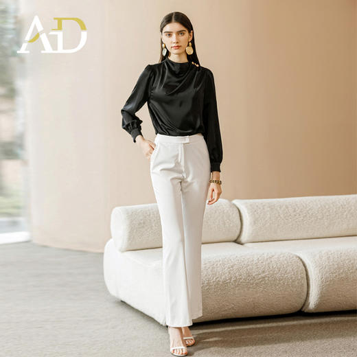 女士夏季工装套装高端房地产工服黑色衬衫两件套薄款上衣西装裤 商品图2