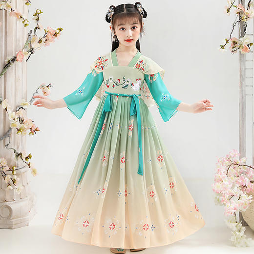 DY-6010女童汉服夏装新款儿童唐装古装襦裙小女孩裙改良中国风连衣裙 商品图0