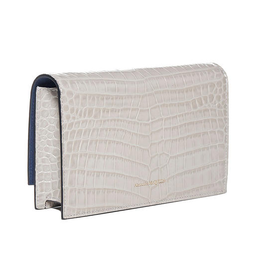 ALEXANDER MCQUEEN 亚历山大.麦昆 女士皮革鳄鱼压纹小号斜挎单肩骷髅包 浅灰 613088 1HB0G 1013 商品图2