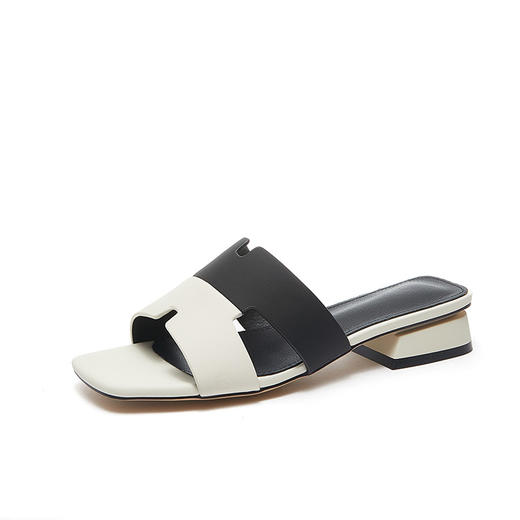 AY-VBB-A343新款时尚气质休闲方头粗跟露趾凉拖鞋 商品图5