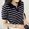 【条纹polo领短袖冰丝针织衫】俏皮显瘦 时髦复古 宽松设计感小众针织 减龄时尚·轻松穿出少女感 商品缩略图10