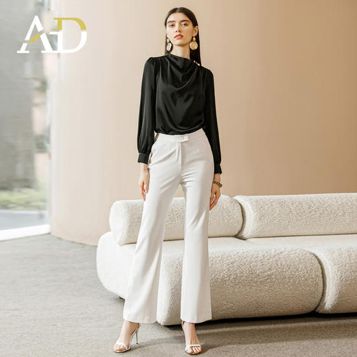 女士夏季工装套装高端房地产工服黑色衬衫两件套薄款上衣西装裤 商品图1