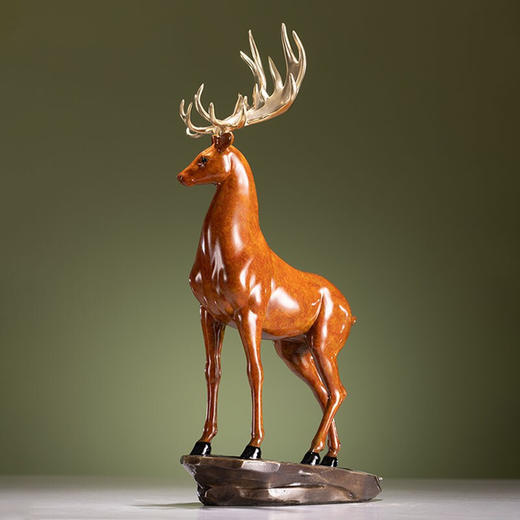 【6F】朱炳仁铜 鹿展宏图 全铜吉祥鹿客厅玄关摆件工艺品家居装饰品办公室摆设开业礼品 鹿展宏图 商品图2