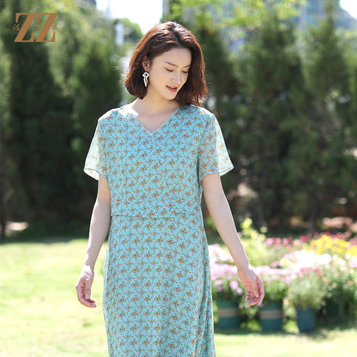 佐尔美夏季新款真丝桑蚕丝乔其连衣裙女E12LS48 商品图2