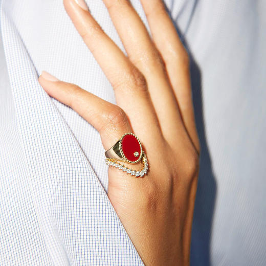 订购10周到｜Yvonne Leon-Signet Oval-9K黄金 红玛瑙 椭圆戒面 戒指［法国设计师］ 商品图3