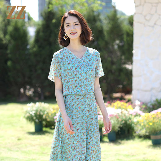 佐尔美夏季新款真丝桑蚕丝乔其连衣裙女E12LS48 商品图3