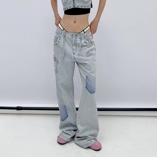   NUTH ‘宽松不限制’ 直筒牛仔裤夏女薄款浅色破洞牛仔裤复古洗水 商品图0