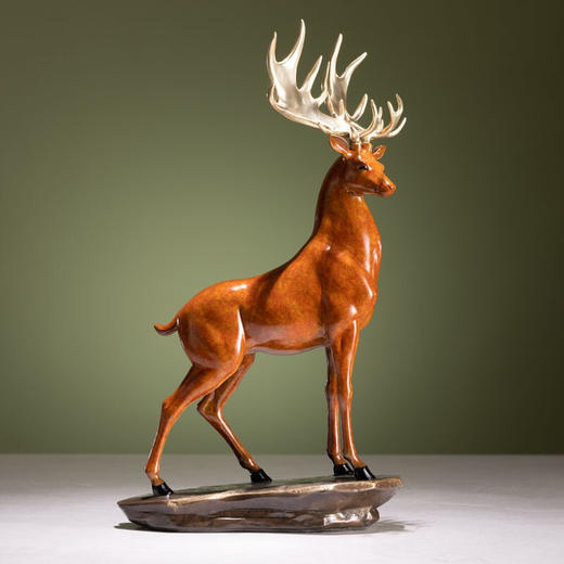 【6F】朱炳仁铜 鹿展宏图 全铜吉祥鹿客厅玄关摆件工艺品家居装饰品办公室摆设开业礼品 鹿展宏图 商品图3