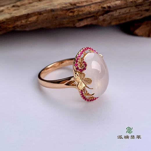 派瑞翡翠 18k金翡翠戒指 冰种 无色 商品图1