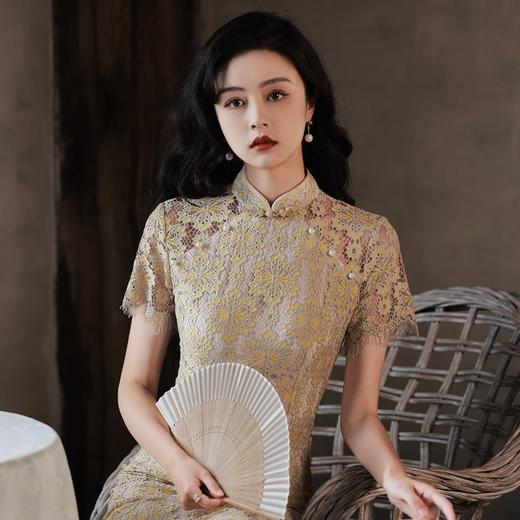 YG夏新款蕾丝旗袍少女改良年轻款气质复古民国风小个子 商品图3