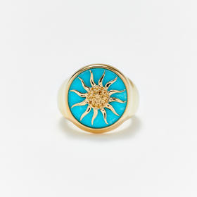 订购10周到｜Yvonne Leon-Solar Signet-9K黄金 绿松石 戒指［法国设计师］