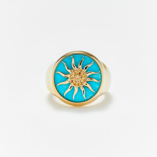 订购10周到｜Yvonne Leon-Solar Signet-9K黄金 绿松石 戒指［法国设计师］ 商品图0