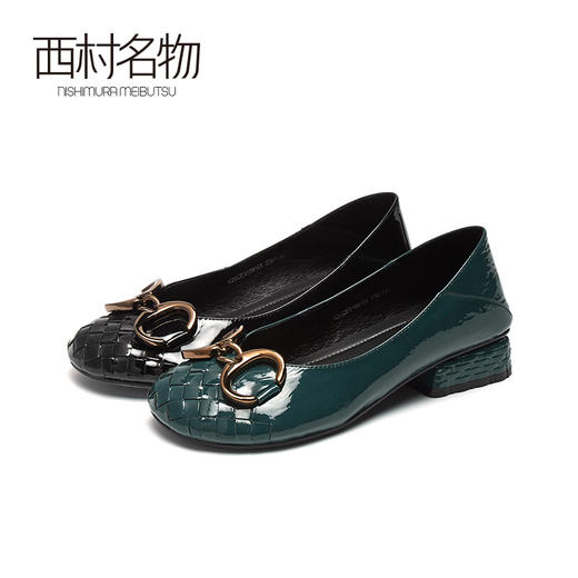 西村名物2020秋季新款编织圆头单鞋浅口X20CE31881 商品图0