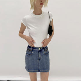 NUTH22SS 牛仔裙夏季薄款水洗复古百搭高腰显瘦半身裙设计感小众