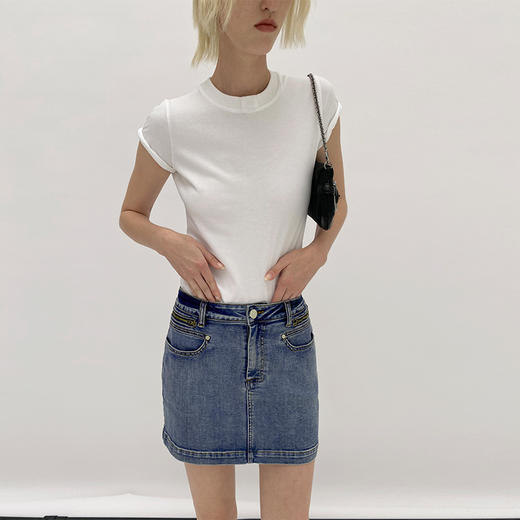 NUTH22SS 牛仔裙夏季薄款水洗复古百搭高腰显瘦半身裙设计感小众 商品图0
