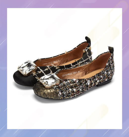 西村名物2020秋季新品奢华钻饰小香风V口单鞋X20CE31861 商品图0