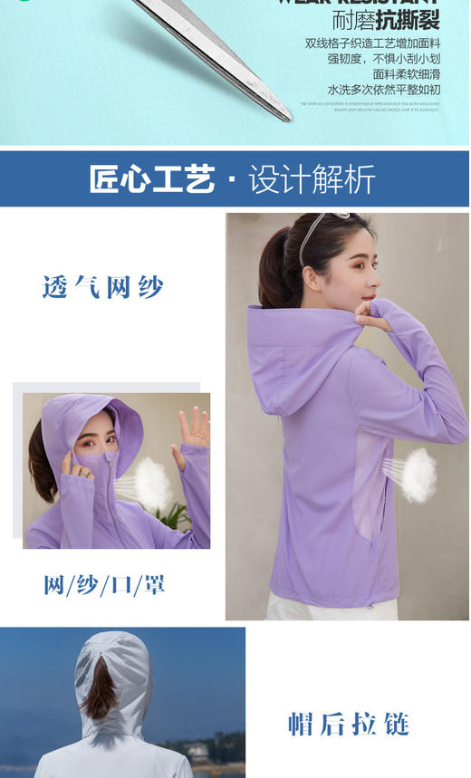 防晒衣女夏季速干防晒衣女衣轻薄透气面罩防紫外线皮肤衣跑IN优选35 商品图4