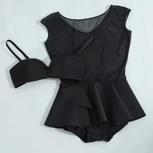 安莉芳荷叶边性感背心连体裙式泳衣女士遮肚网纱泳装ES00123 商品图2