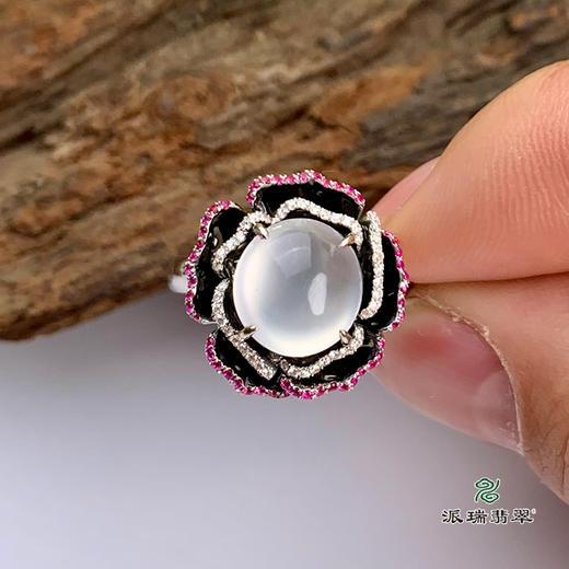 派瑞翡翠 18k金翡翠戒指 冰种 无色 商品图4
