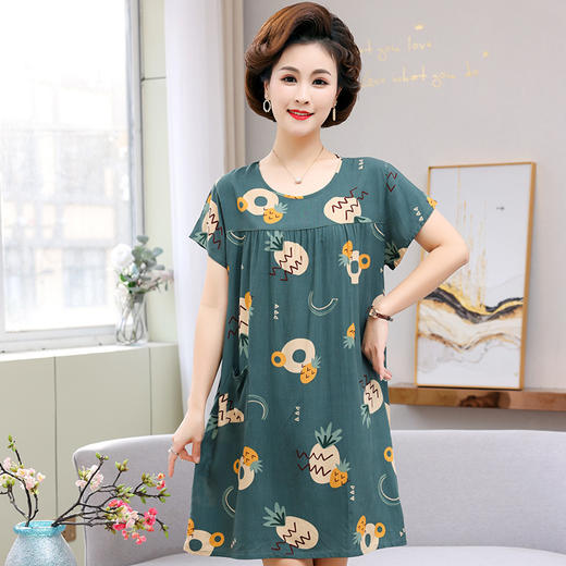 CLX棉绸睡裙女夏季新款睡衣家居服套装短袖 商品图5