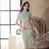YG-2066蕾丝镶钻中长时尚婚礼显瘦立领长款红色短袖旗袍 商品缩略图2