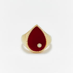 订购10周到｜Yvonne Leon-Signet Pear-9K黄金 红玛瑙 水滴戒面 戒指［法国设计师］