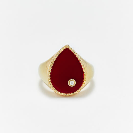 订购10周到｜Yvonne Leon-Signet Pear-9K黄金 红玛瑙 水滴戒面 戒指［法国设计师］ 商品图0