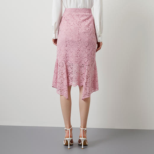 EITIE爱特爱夏季新款高腰a字不规则下摆优雅包臀蕾丝半身裙B2206916 商品图4