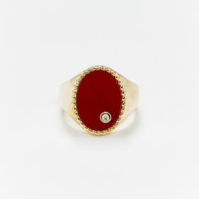 订购10周到｜Yvonne Leon-Signet Oval-9K黄金 红玛瑙 椭圆戒面 戒指［法国设计师］
