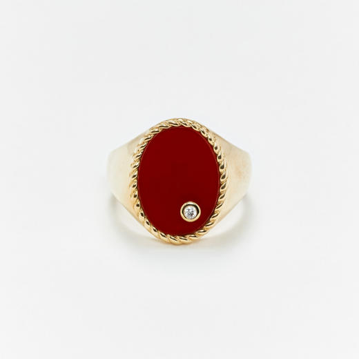 订购10周到｜Yvonne Leon-Signet Oval-9K黄金 红玛瑙 椭圆戒面 戒指［法国设计师］ 商品图0