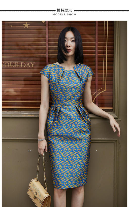 J8181901C颈袖添香季新款名媛职场装气质轻熟风女装收腰显瘦连衣裙J8181901C 商品图1