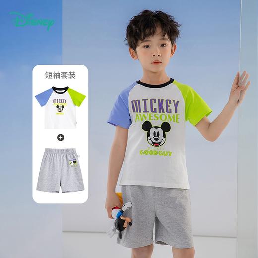 迪士尼童装夏季新品男童撞色短袖短裤套装男宝两件套 商品图1