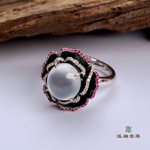 派瑞翡翠 18k金翡翠戒指 冰种 无色 商品图2