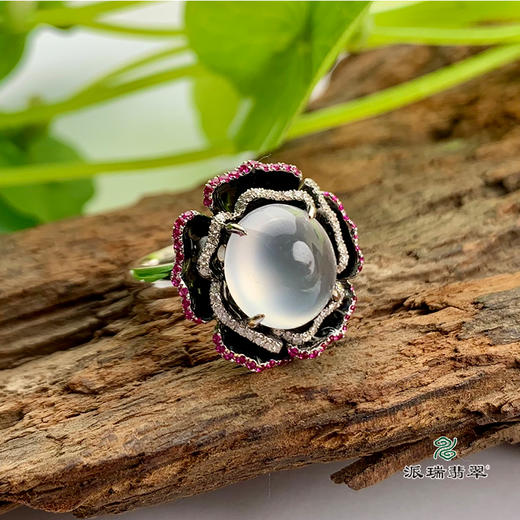 派瑞翡翠 18k金翡翠戒指 冰种 无色 商品图3