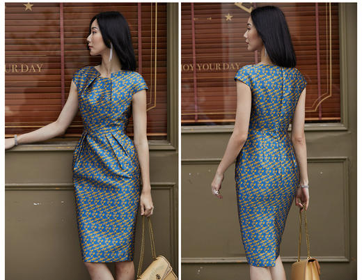 J8181901C颈袖添香季新款名媛职场装气质轻熟风女装收腰显瘦连衣裙J8181901C 商品图3