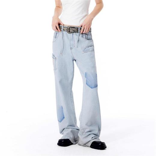   NUTH ‘宽松不限制’ 直筒牛仔裤夏女薄款浅色破洞牛仔裤复古洗水 商品图3